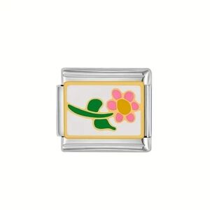 Pink Flower DIY Personalized Jewelry Making Italian Charm Bracelet Ring Necklace